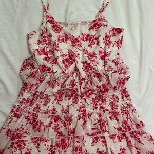 Red and White Ruffled Tiered Sundress